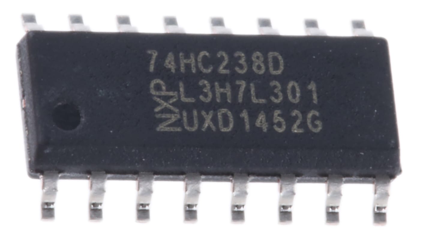 Descodificador, 74HC238D,652, SOIC, 16 pines