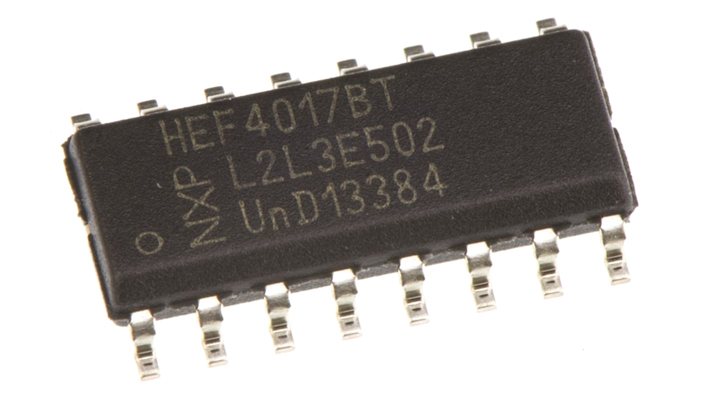 Contador, divisor HEF4017BT,652, 5 bits Década Contador ascendente, Unidireccional 16 pines SOIC 1