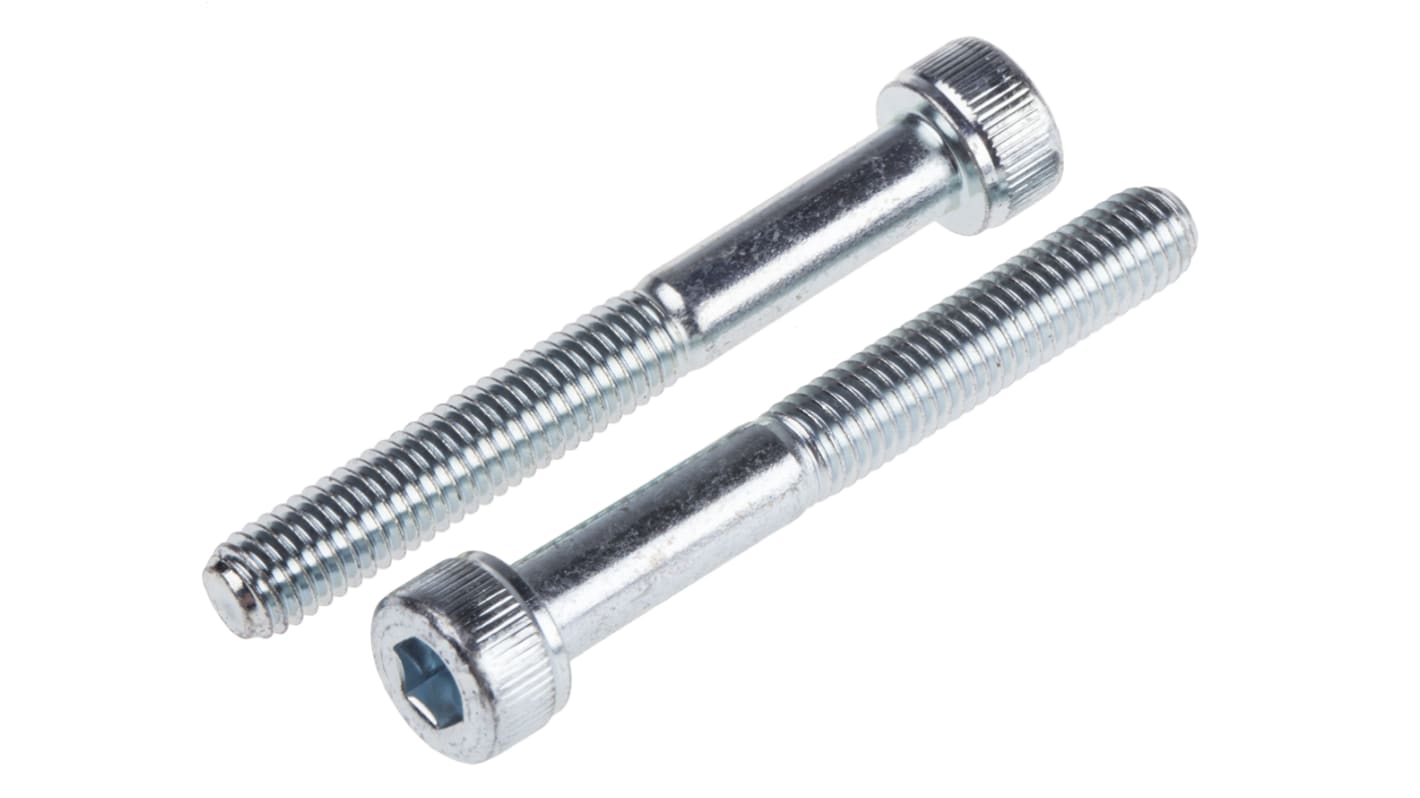 RS PRO Bright Zinc Plated Steel Hex Socket Cap Screw, DIN 912, M5 x