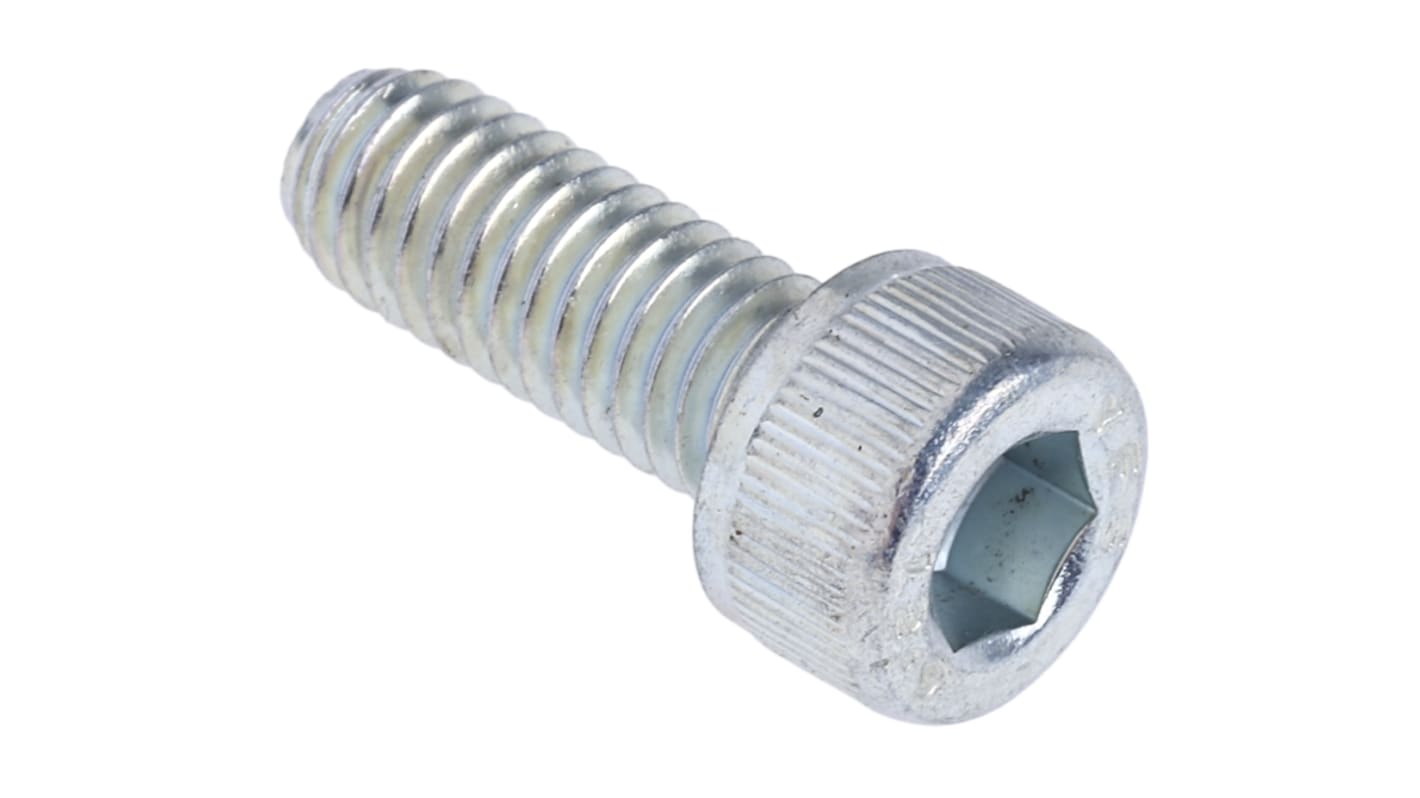 RS PRO Bright Zinc Plated Steel Hex Socket Cap Screw, DIN 912, M6 x 16mm