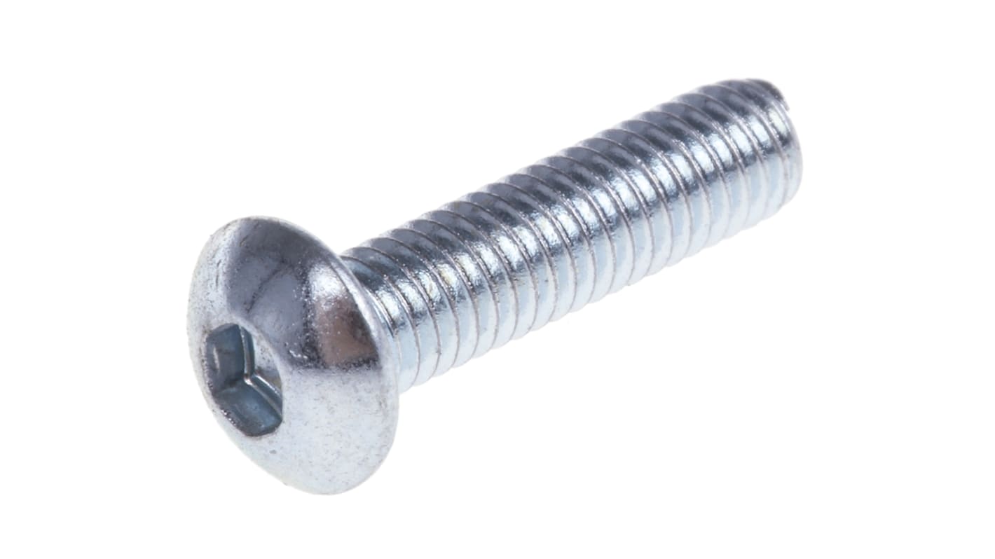 RS PRO Bright Zinc Plated Steel Hex Socket Button Screw, ISO 7380, M3 x 12mm