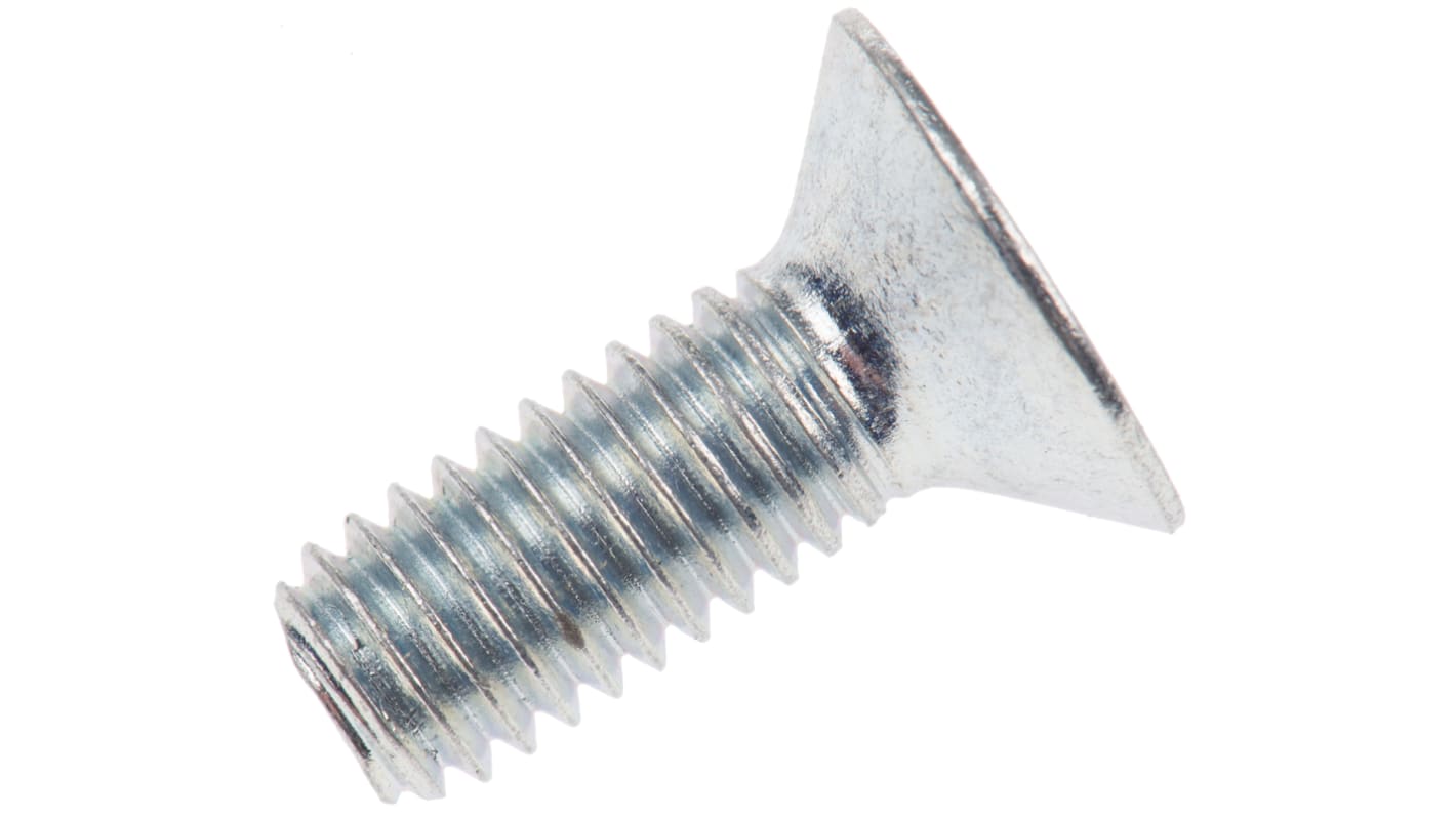 RS PRO M6 x 16mm Hex Socket Countersunk Screw Bright Zinc Plated Steel