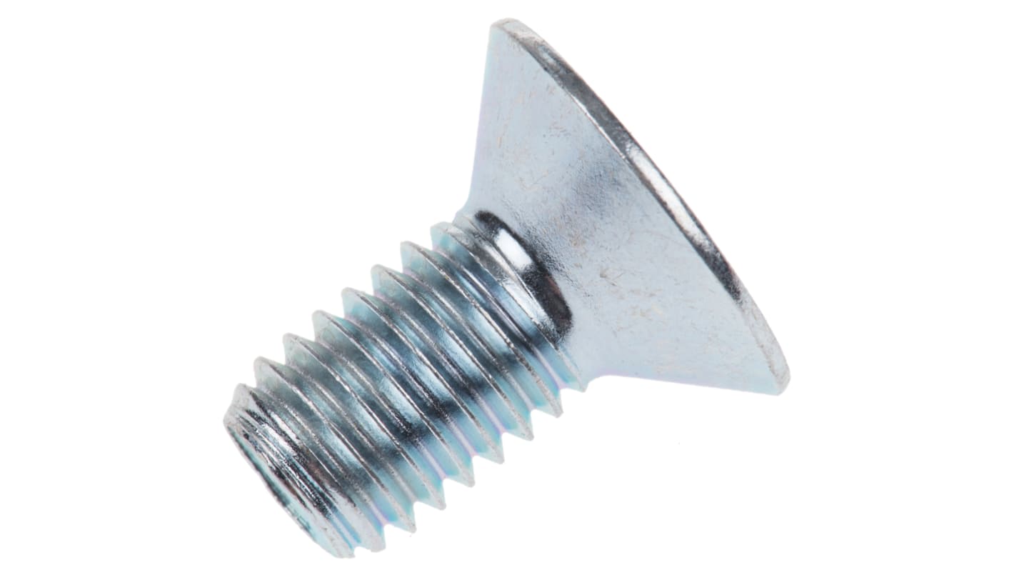 RS PRO M8 x 16mm Hex Socket Countersunk Screw Bright Zinc Plated Steel