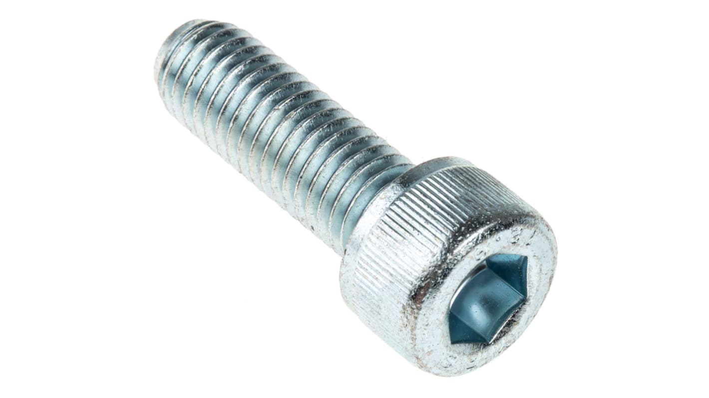 RS PRO Bright Zinc Plated Steel Hex Socket Cap Screw, DIN 912, M10 x 30mm