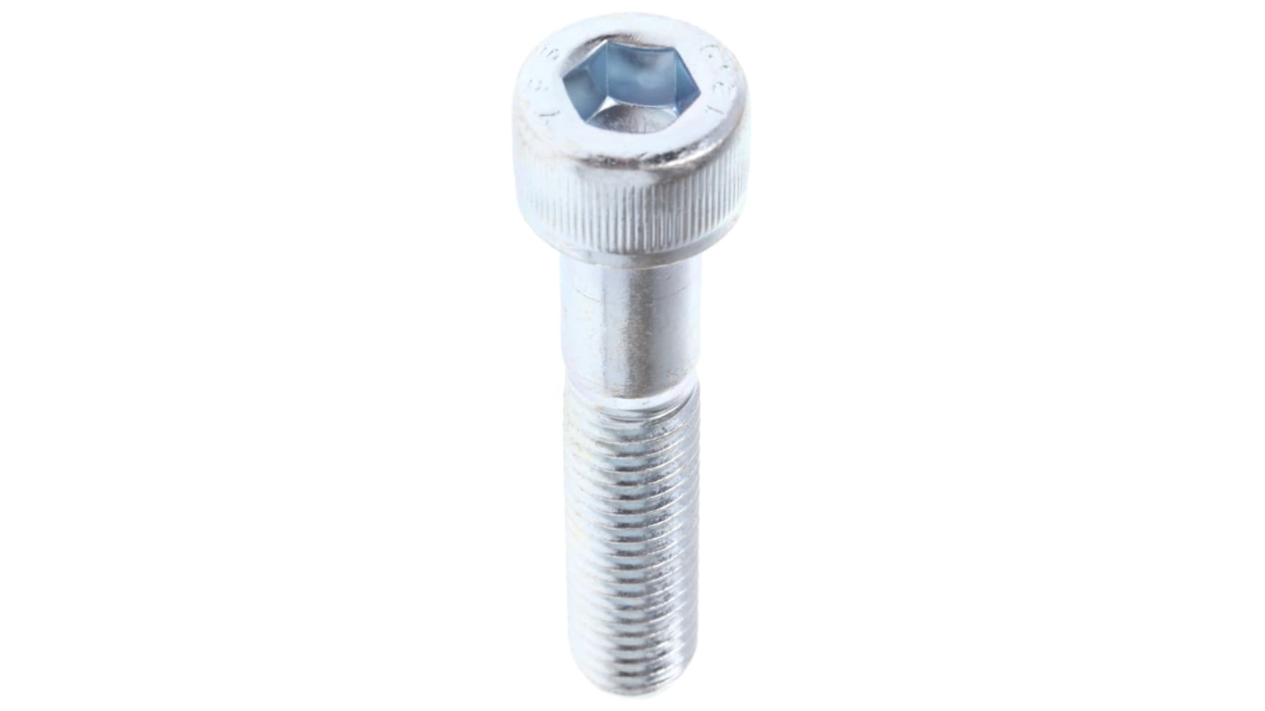 RS PRO Bright Zinc Plated Steel Hex Socket Cap Screw, DIN 912, M10 x 50mm