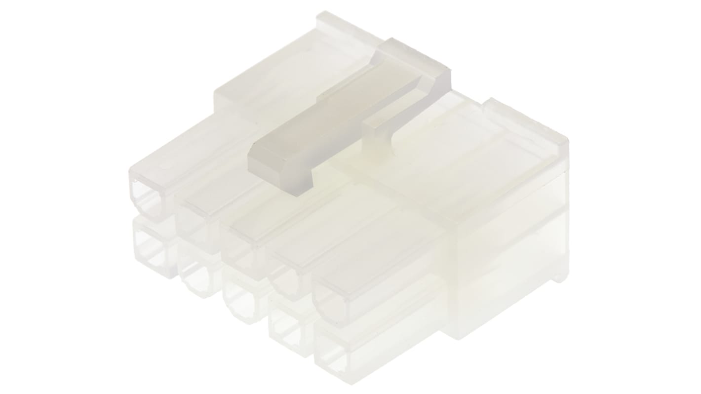 Carcasa de conector Molex 39-01-2100, Serie Mini-Fit Jr, paso: 4.2mm, 10 contactos, 2 filas, Recto, Hembra, Montaje de