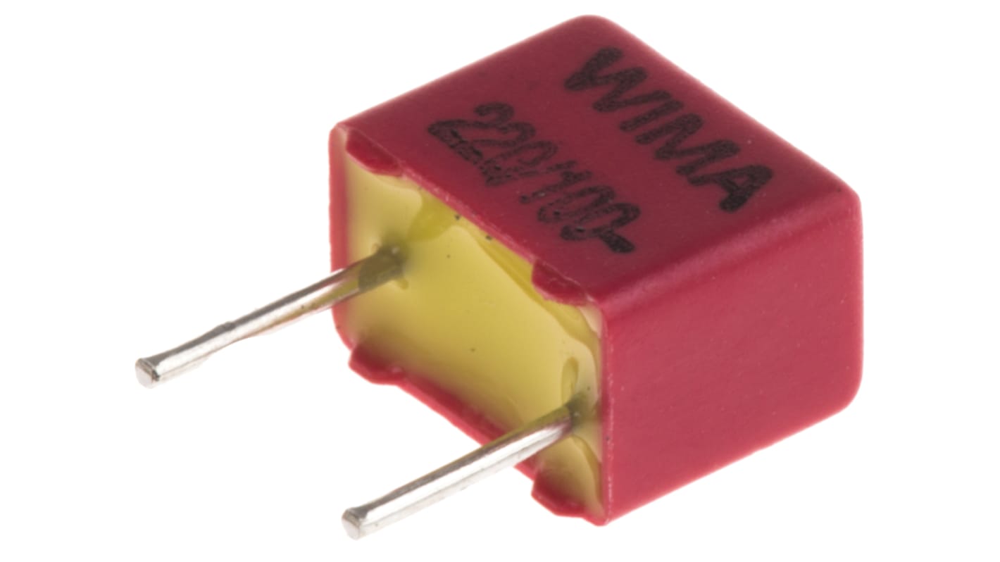 WIMA FKP2 Polypropylene Film Capacitor, 63 V ac, 100 V dc, ±5%, 220pF, Through Hole