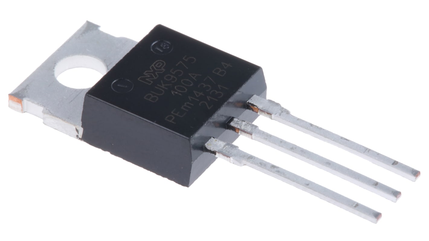 MOSFET NXP BUK9575-100A,127, VDSS 100 V, ID 23 A, TO-220AB de 3 pines, config. Simple