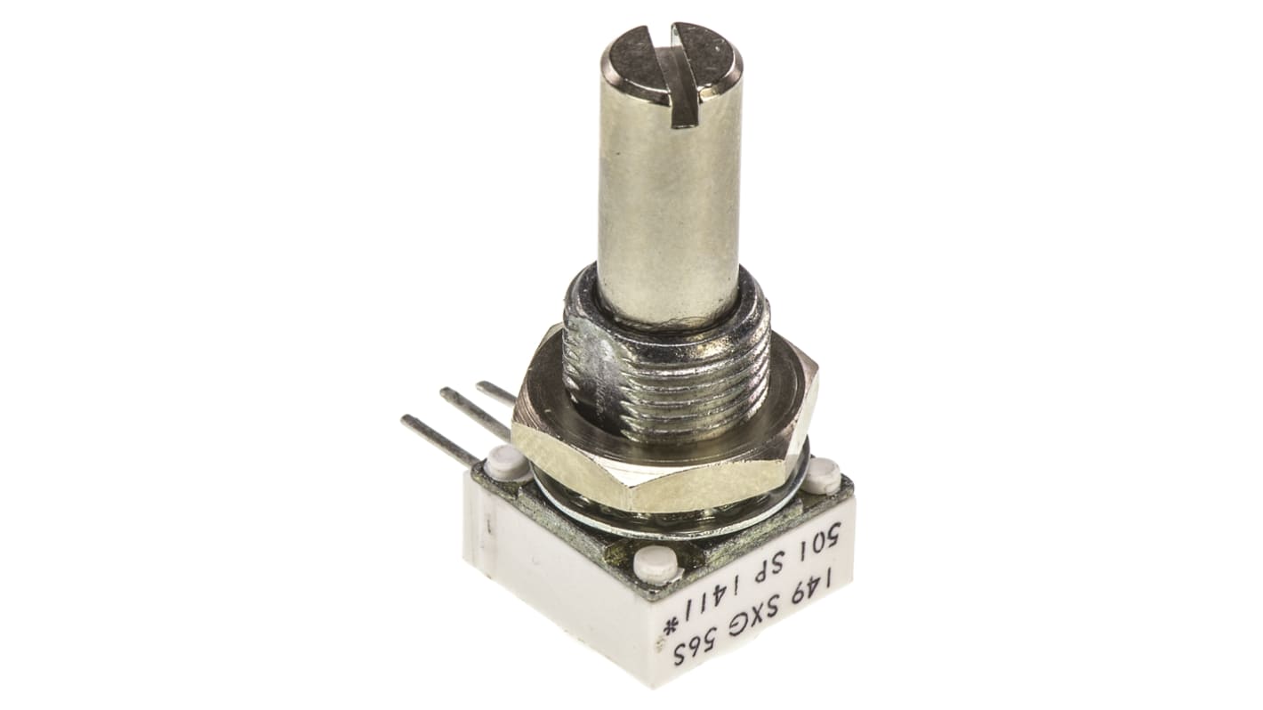 Vishay 500Ω Rotary Potentiometer 1-Gang, Panel Mount (Through Hole), 14910F0GJSX10501KA