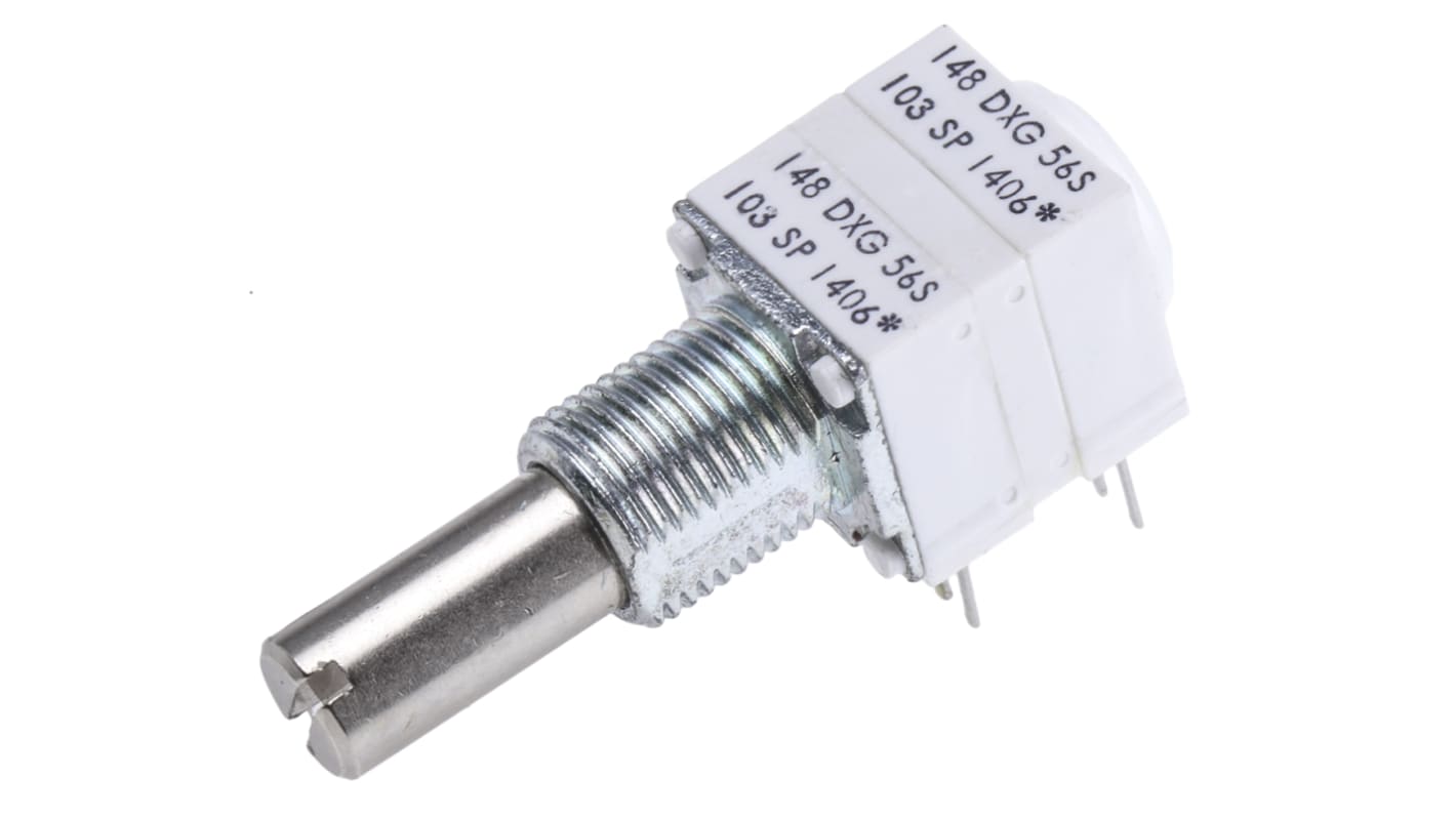 Vishay 148 THT, Tafelmontage  Dreh Potentiometer 10kΩ ±10% / 0.5W / 2 Ausbrüche, Schaft-Ø 6.35 mm