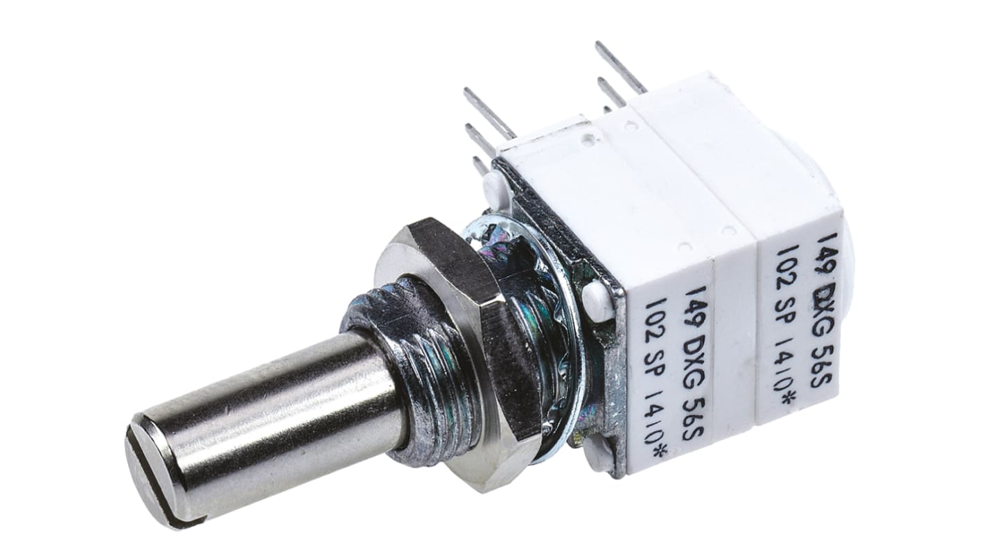 Vishay 149 THT, Tafelmontage  Dreh Potentiometer 1kΩ ±10% / 1W / 2 Ausbrüche, Schaft-Ø 6.35 mm