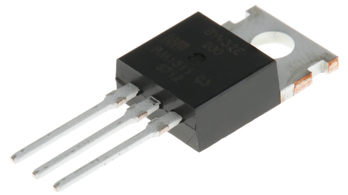 WeEn Semiconductors Co., Ltd BYV32E-200,127 Dual Diode, Fælles katode, 200V Silicon Junction, 25ns, 20A, 3-Pin TO-220AB