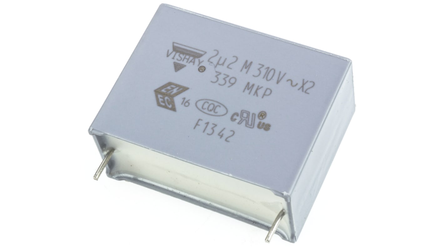 Condensador de película Vishay, 2.2μF, ±20%, 310V ac, Montaje en orificio pasante