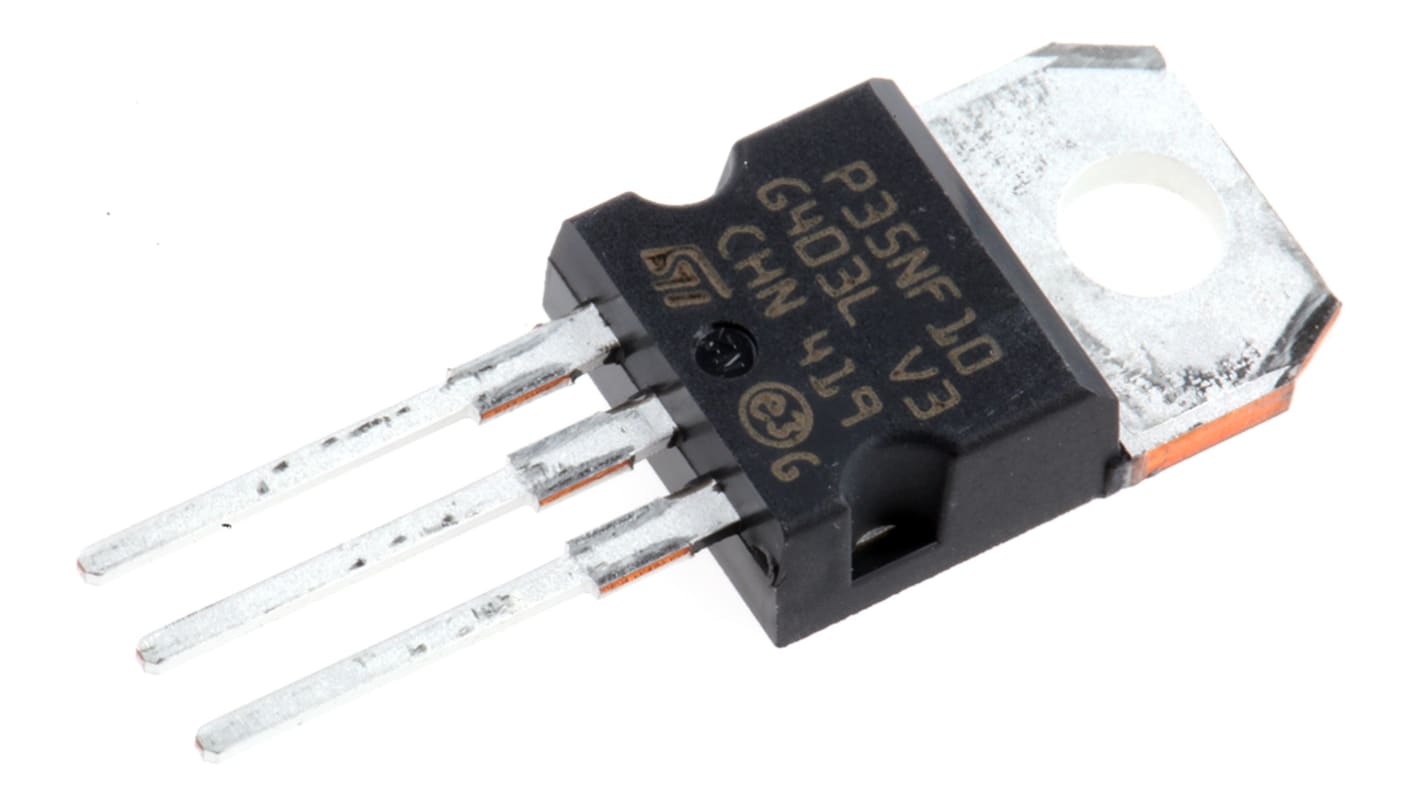 MOSFET STMicroelectronics STP35NF10, VDSS 100 V, ID 40 A, TO-220 de 3 pines, config. Simple