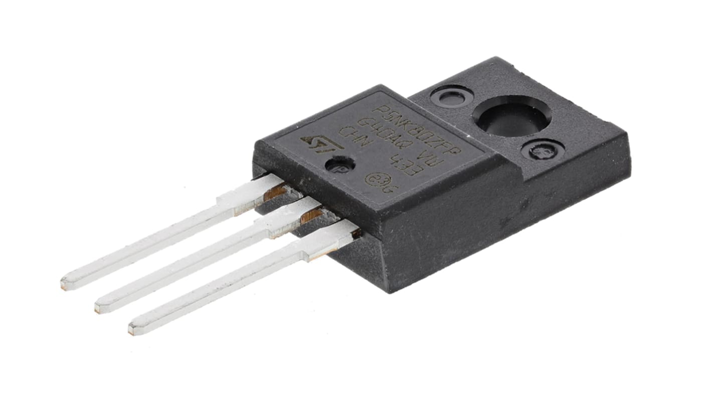 MOSFET STMicroelectronics STP5NK80ZFP, VDSS 800 V, ID 4,3 A, TO-220FP de 3 pines, , config. Simple