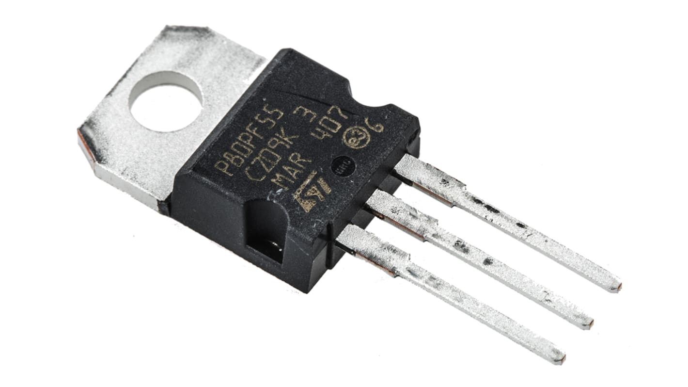 STMicroelectronics Pチャンネル MOSFET55 V 80 A スルーホール パッケージTO-220 3 ピン