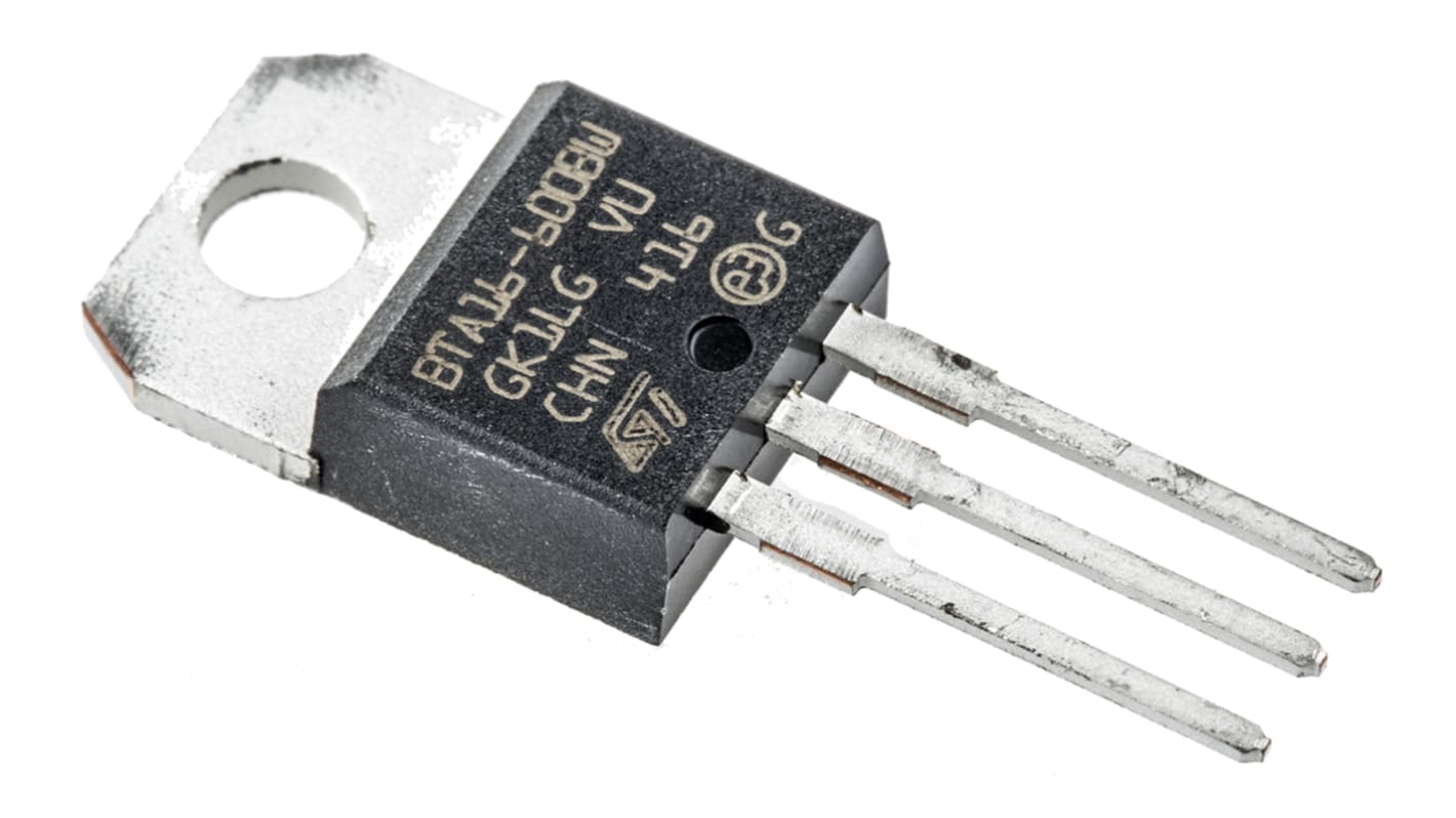 STMicroelectronics TRIAC 16A TO-220AB THT Gate Trigger 1.3V 50mA, 600V, 600V 3-Pin