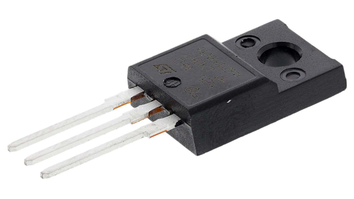 MOSFET STMicroelectronics STP6NK60ZFP, VDSS 600 V, ID 6 A, TO-220FP de 3 pines, config. Simple