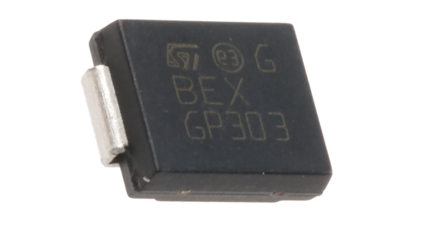 STMicroelectronics TVS-Diode Bi-Directional Einfach 69.7V 37.1V min., 2-Pin, SMD 33.3V max SMC