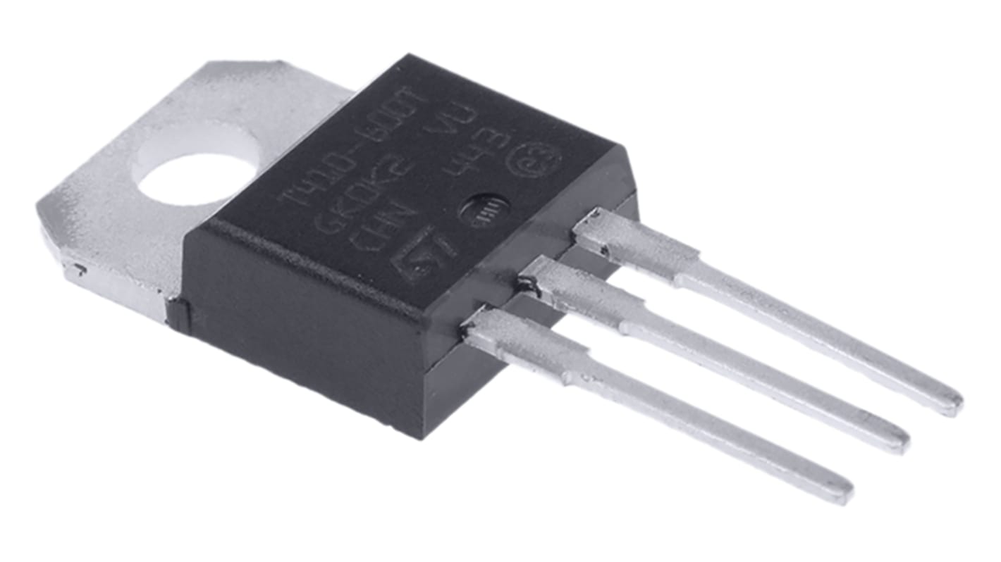 STMicroelectronics Through Hole, 3-pin, TRIAC, 600V, Gate Trigger 1.3V 600V