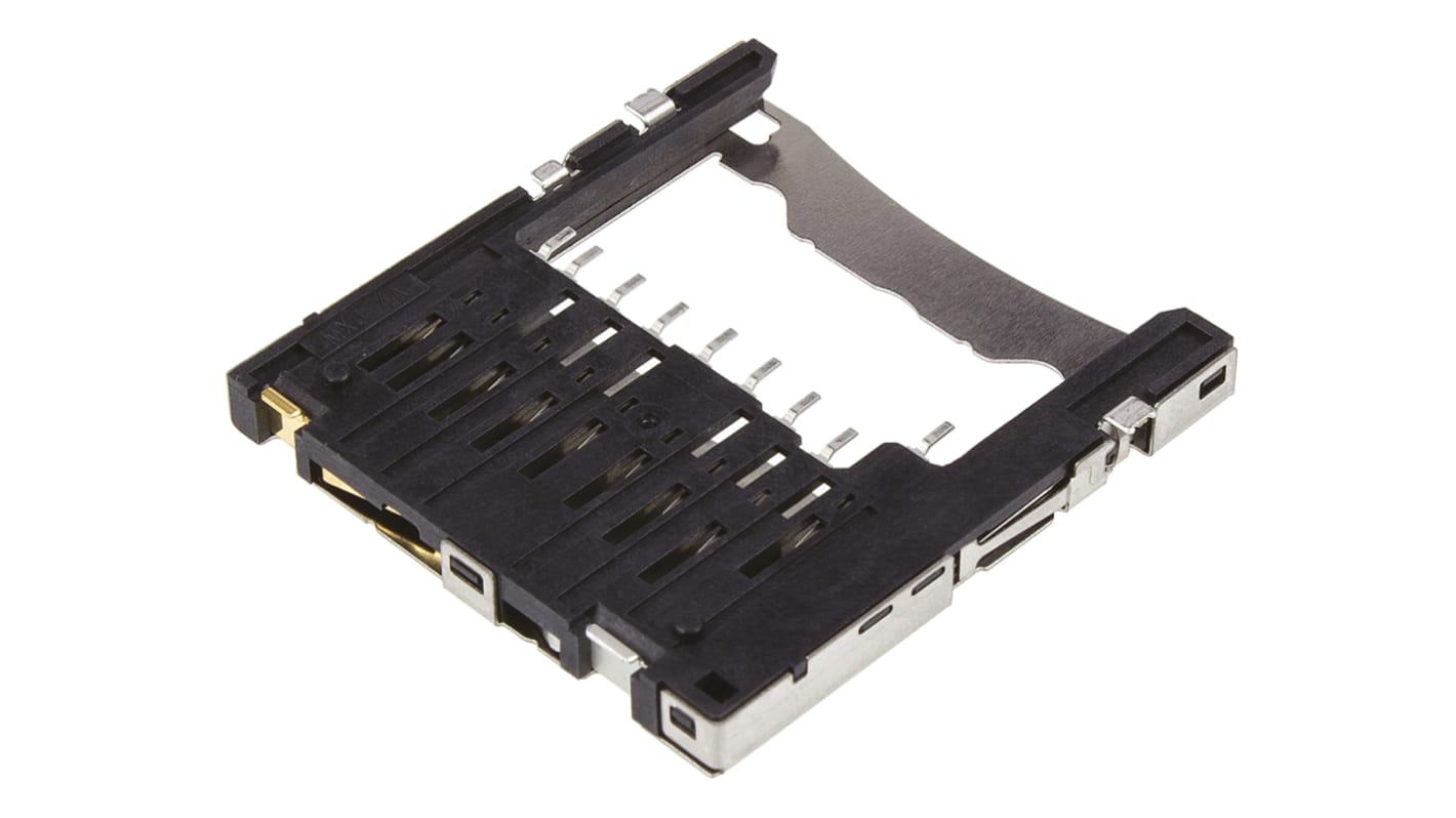 Connettore scheda di memoria Molex Femmina serie SD CARD, 9 vie, 1 file, passo 2.5mm, Montaggio superficiale