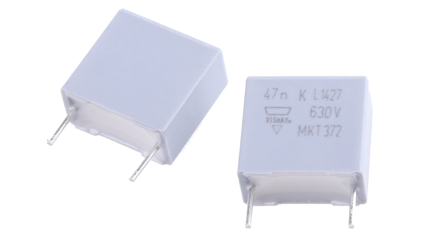 Vishay MKT 372, MKT372 Polyester Film Capacitor, 250 V ac, 630 V dc, ±10%, 47nF, Through Hole