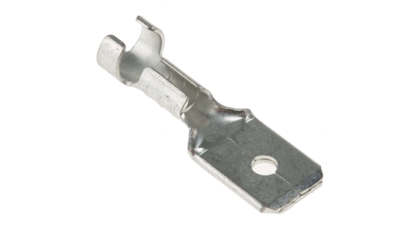RS PRO Uninsulated Male Spade Connector, Tab, 6.35 x 0.8mm Tab Size, 0