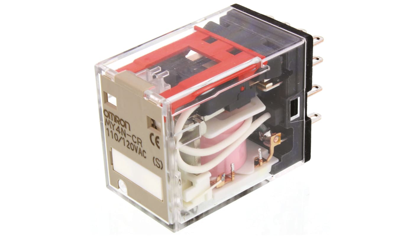 MY4NCR AC110/120(S) Omron Plug In Power Relay, 120V ac Coil, 5A Switching Current, 4PDT RS