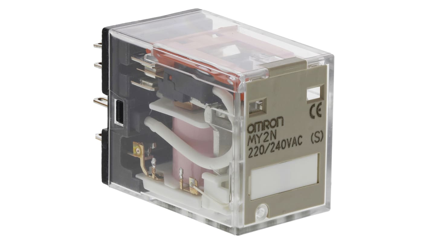 Omron パワーリレー 240V ac, 2c接点 プラグイン タイプ