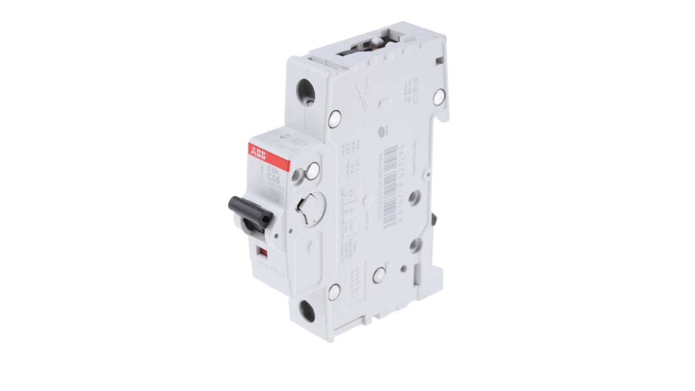 ABB System Pro M Compact S200 MCB, 1P, 500mA Curve C, 253V AC, 72V DC, 6 kA Breaking Capacity