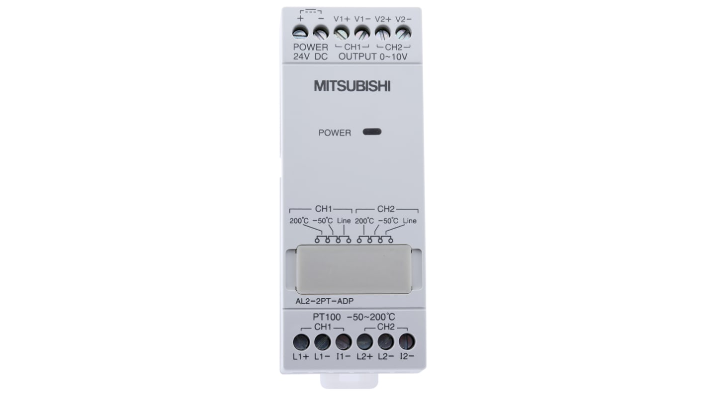 Mitsubishi Logikmodul, til brug med Alpha 2 serien 35,5 x 90 x 32,5 mm Analog 2 Relæ, transistor 24 V dc