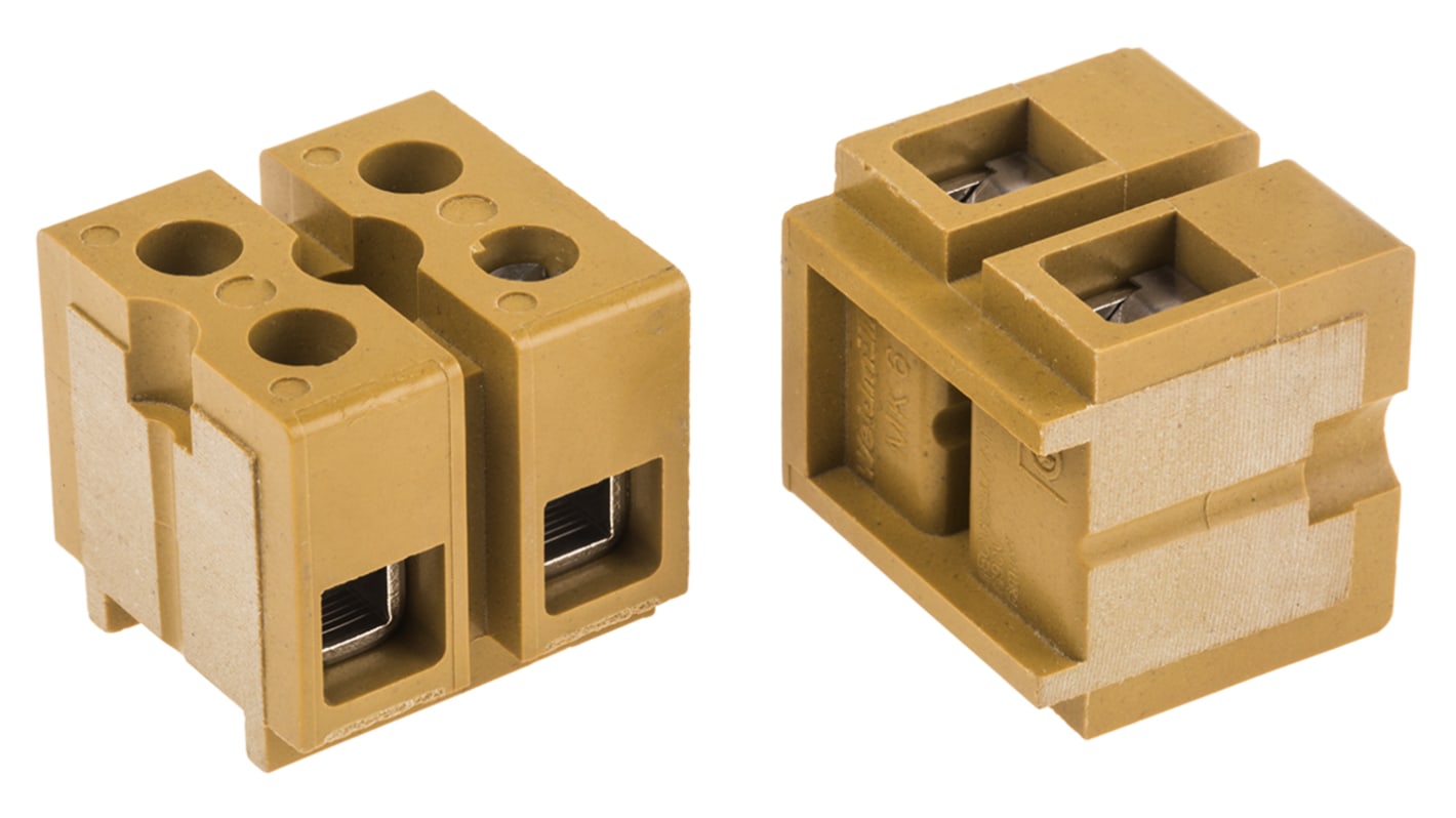 Weidmuller SAK Series Non-Fused Terminal Block, 2-Way, 41A, 22 → 10 AWG Wire, Screw Termination