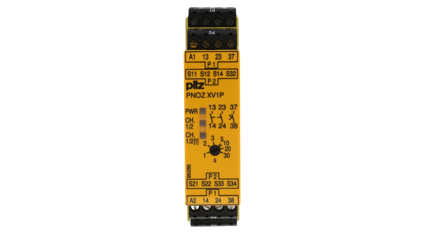 Pilz Single/Dual-Channel Safety Switch/Interlock Safety Relay, 24V dc, 2 Safety Contacts