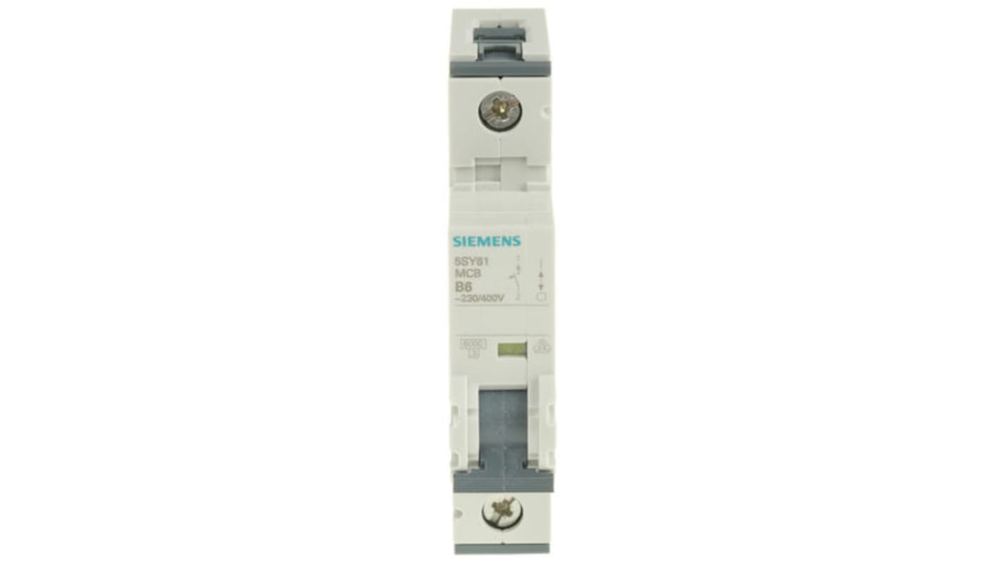 Siemens Sentron 5SY6 MCB, 1P, 6A Curve B, 230V AC, 6 kA Breaking Capacity