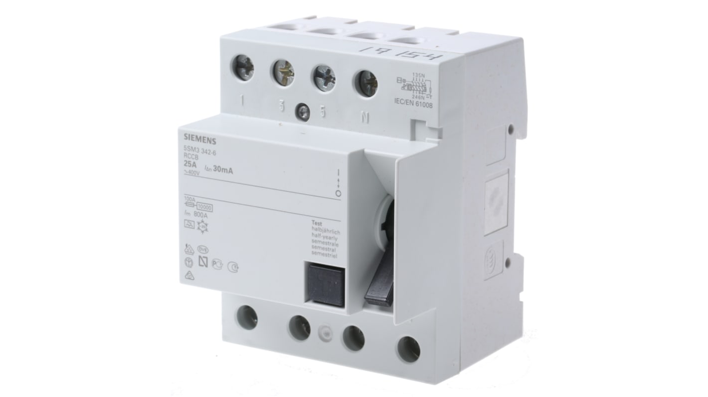 Interruttori Differenziali - RCD Siemens, 3P + N poli , 25 A, sensibilità 30mA