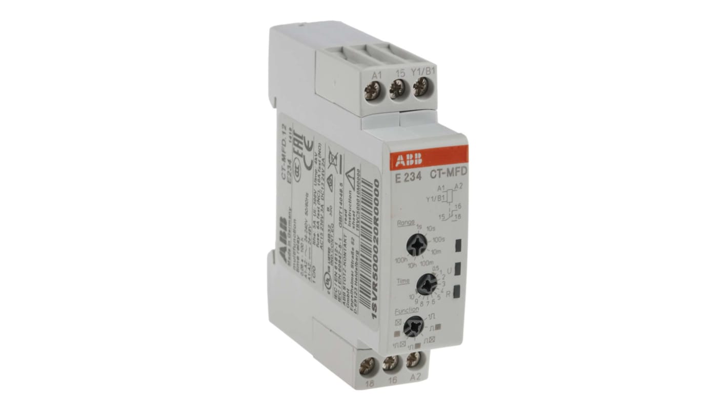 Temporizador multifunción ABB, 24 → 240 V ac, 24 → 48V dc, 6A, 1 Contacto, SPDT, tempo. 0.05 s →