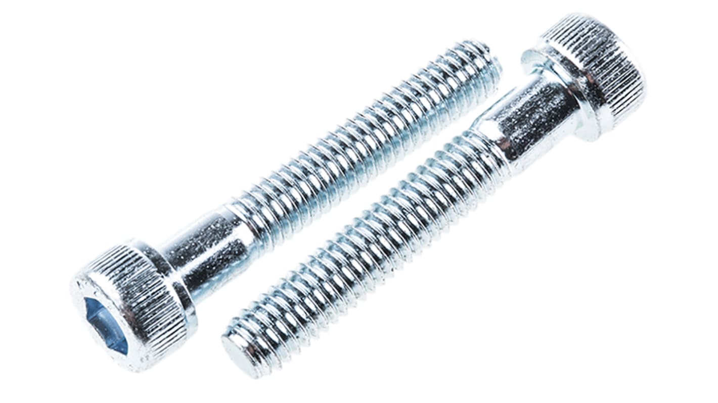 RS PRO Bright Zinc Plated Steel Hex Socket Cap Screw, DIN 912, M6 x 35mm