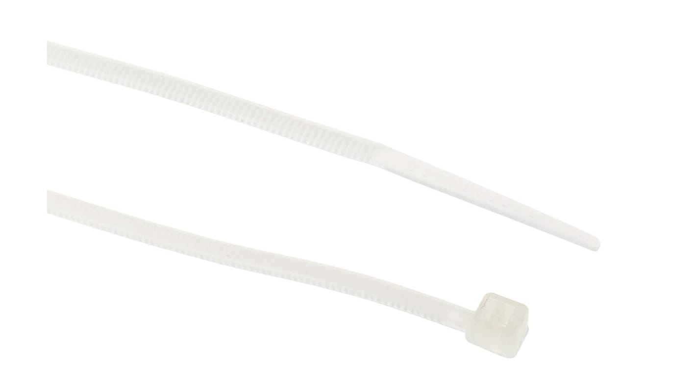 RS PRO Cable Ties, 100mm x 2.5mm, Natural Nylon, Pk-2000