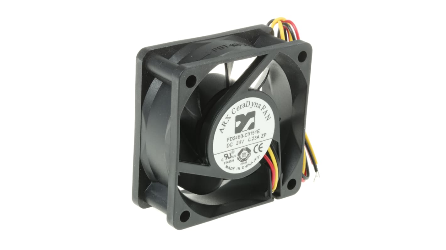 ARX axiális ventilátor, 24 V DC, 60 x 60 x 25mm, 33.35m³/h, 4500rpm