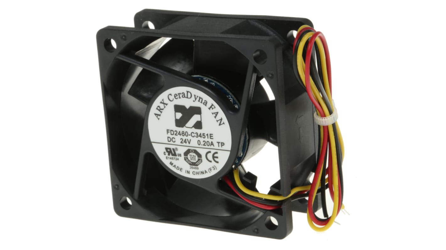 ARX CeraDyna Series Axial Fan, 24 V dc, DC Operation, 59.6m³/h, 4.8W, 200mA Max, 60 x 60 x 25mm