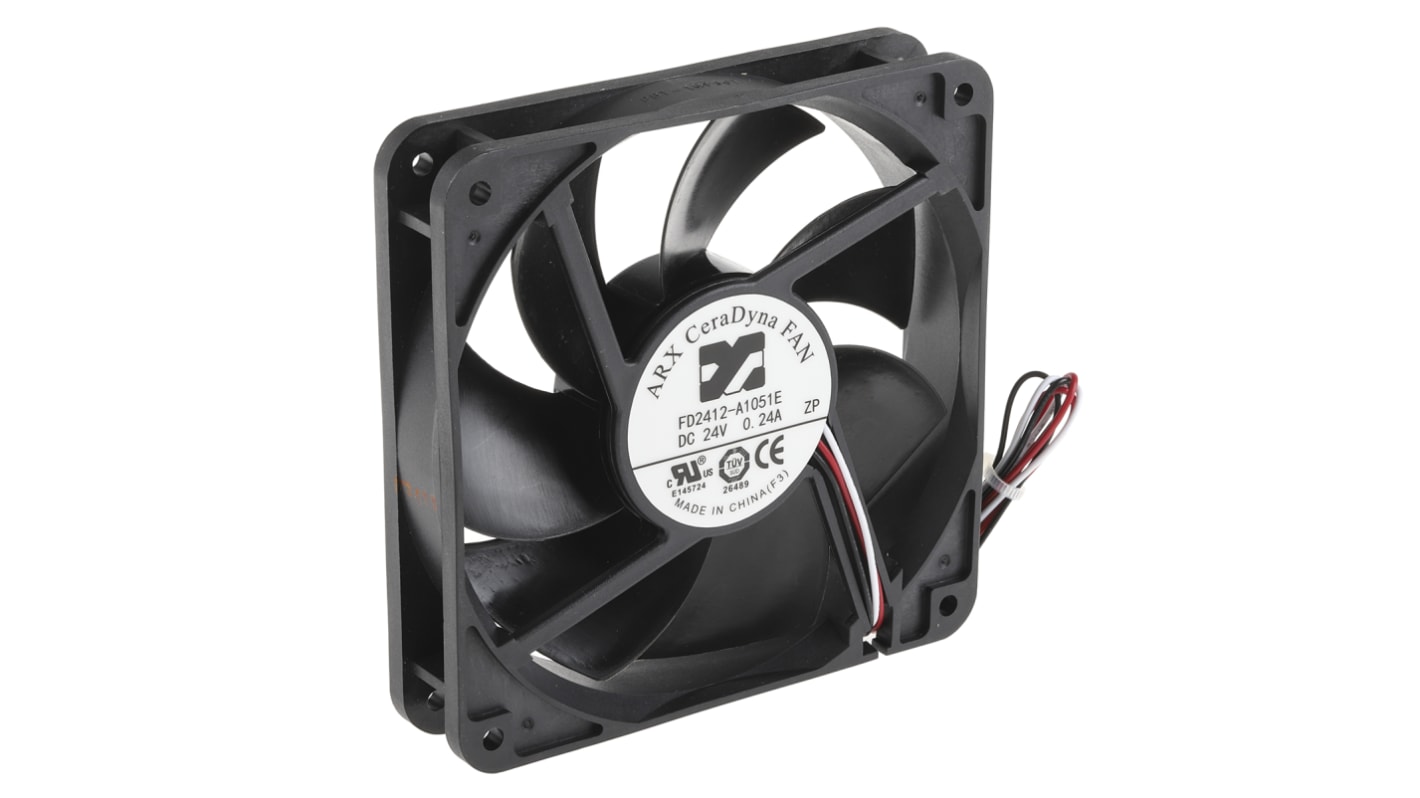 Axiální ventilátor, řada: CeraDyna DC, 120 x 120 x 25mm, průtok vzduchu: 180.8m³/h 5.52W 24 V DC