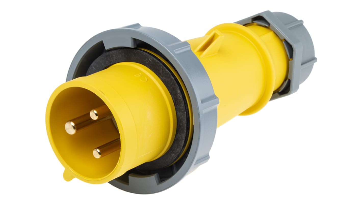 289 MENNEKES, AMTOP IP67 Yellow Cable Mount 3P Industrial Power Plug