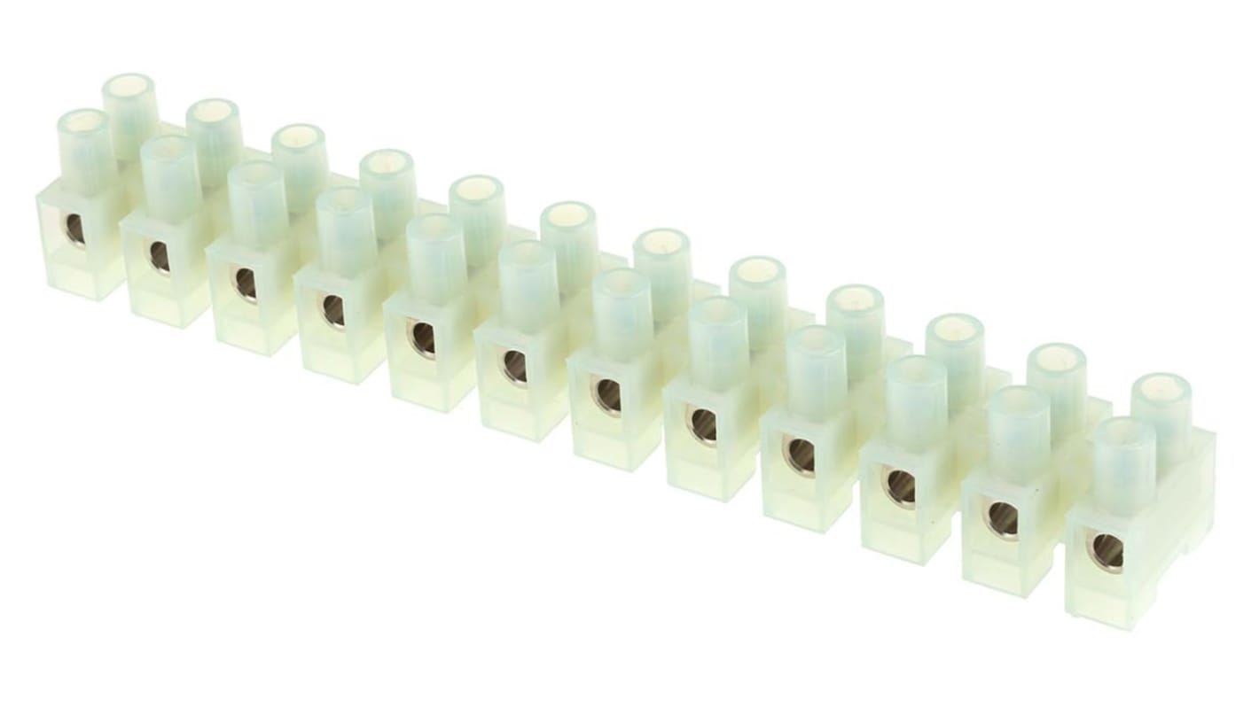 RS PRO Non-Fused Terminal Block, 12-Way, 57A, 10 mm² Wire, Screw Down Termination