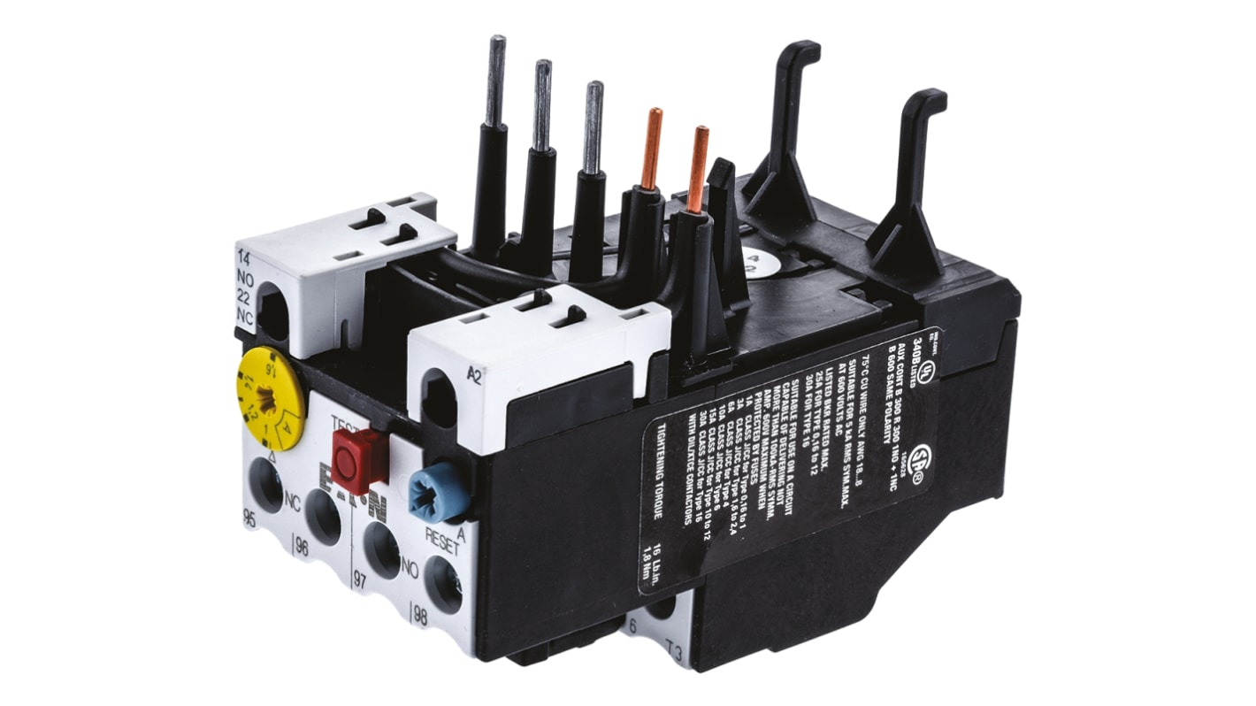 Eaton Overload Relay 1NO + 1NC, 1 → 1.6 A F.L.C, 1.6 A Contact Rating, 6 W, 500 Vac