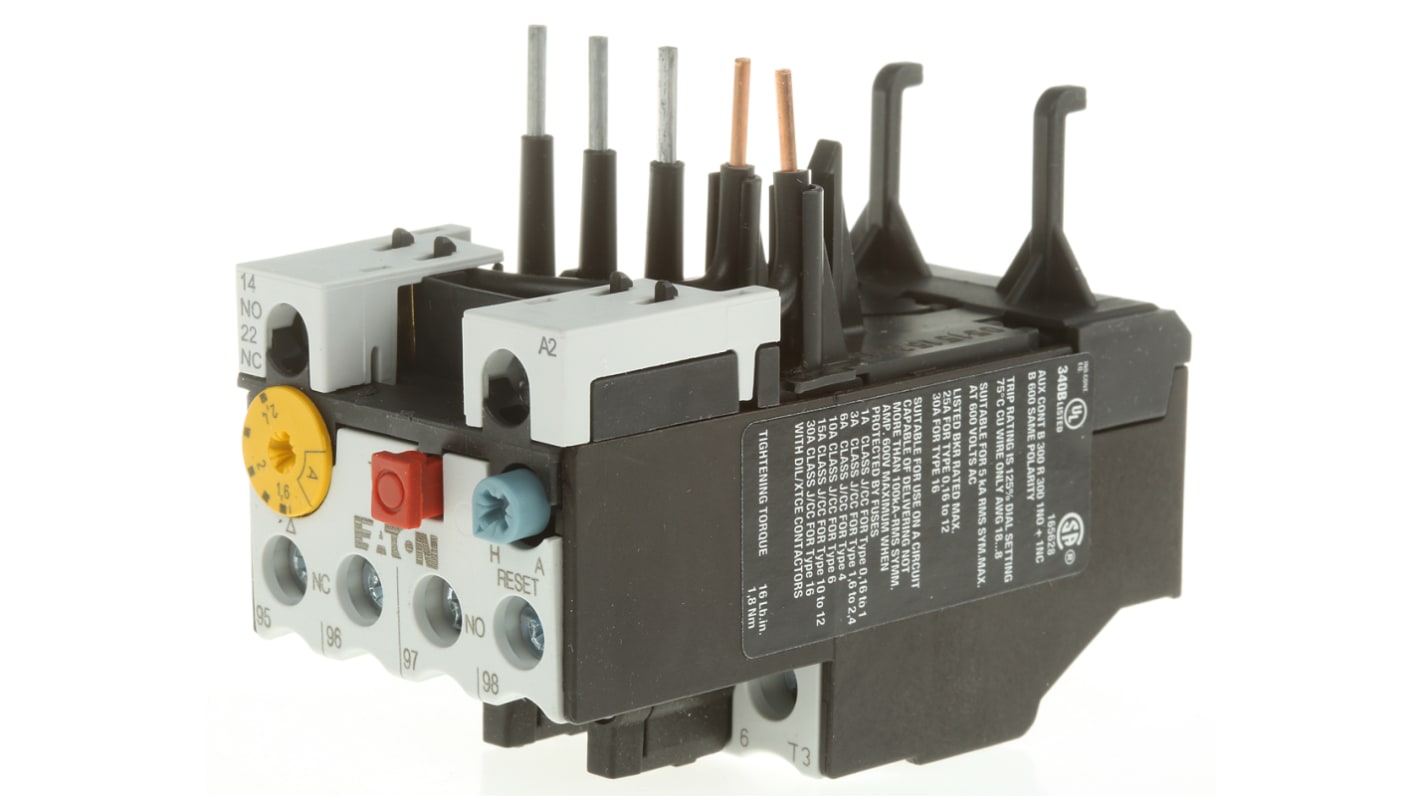 Relé de sobrecarga Eaton Moeller Eaton Moeller, 1 NA + 1 NC, 500 V ac, 1,6 → 2,4 A