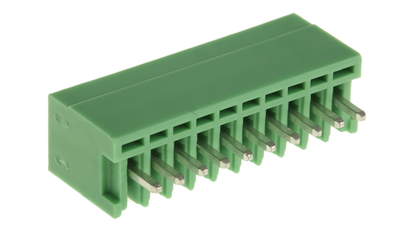 Conector macho para PCB Phoenix Contact serie COMBICON MCV de 10 vías, 1 fila, paso 2.5mm, para soldar, Orificio Pasante