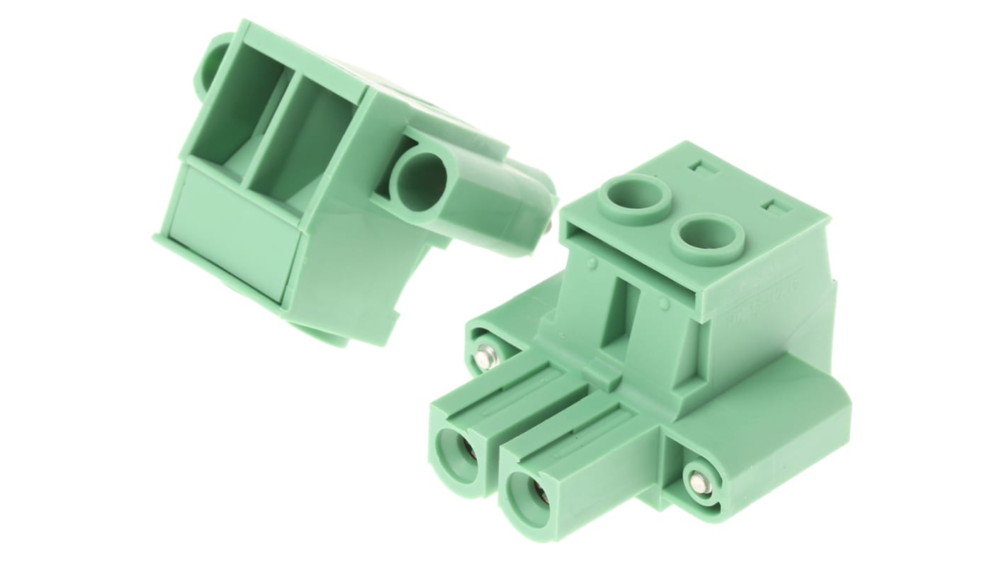 Phoenix Contact 10.16mm Pitch 2 Way Pluggable Terminal Block, Plug, Panel Mount, Screw Down Termination