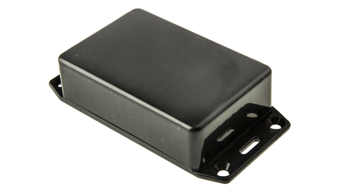 Hammond 1591 Series Black Flame Retardant ABS Enclosure, IP54, Flanged, Black Lid, 85 x 56 x 21mm