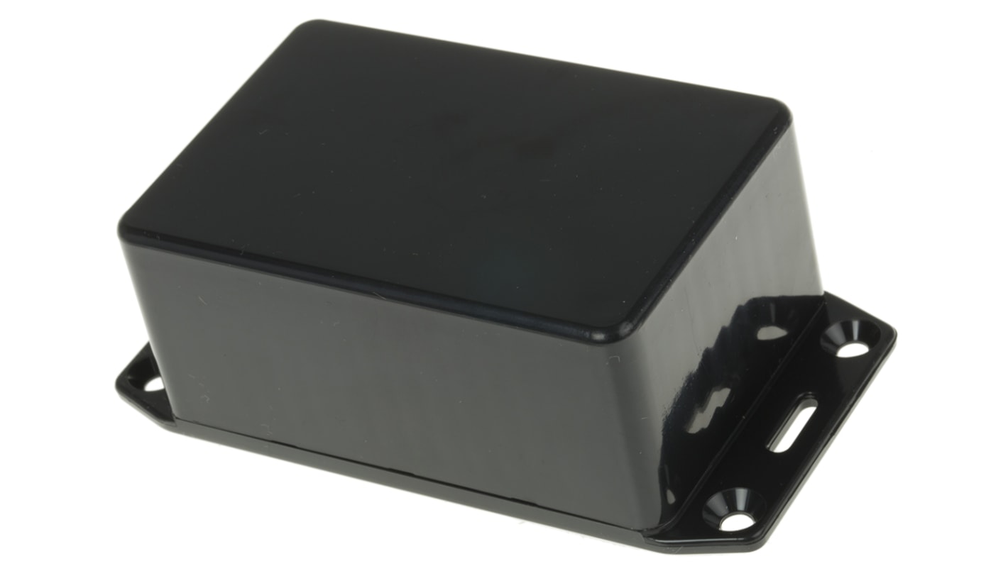 Hammond 1591 Series Black Flame Retardant ABS Enclosure, IP54, Flanged, Black Lid, 85 x 56 x 35mm