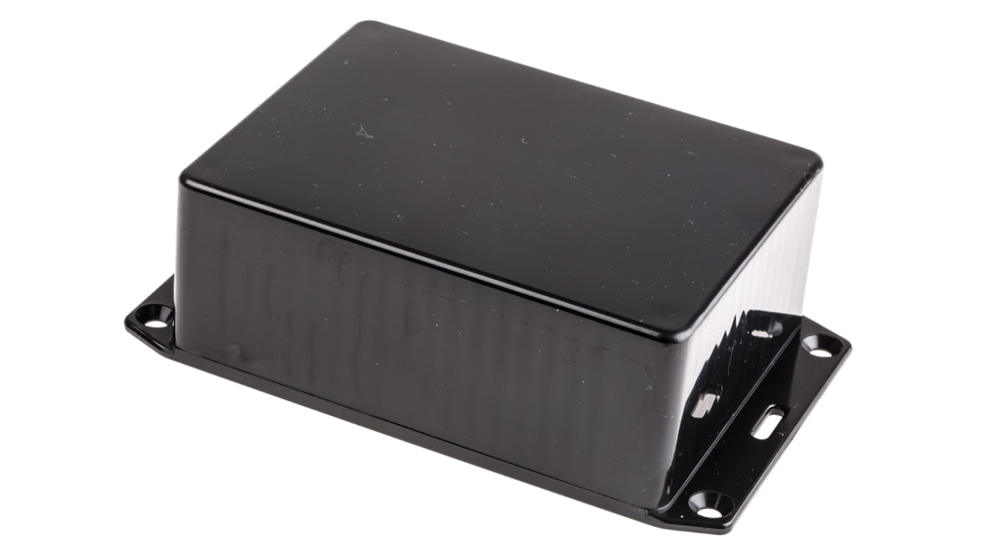 Hammond 1591 Series Black Flame Retardant ABS Enclosure, IP54, Flanged, Black Lid, 110 x 82 x 40mm